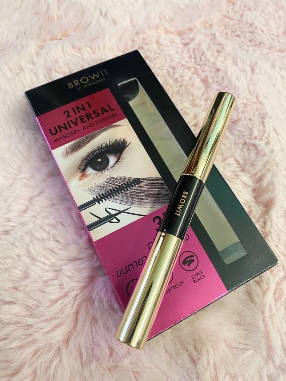 Mascara & kẻ mắt 2 đầu Thái Lan BROWIT BY NONG CHAT  giúp dài, tơi, cong mi, chống nước 24h