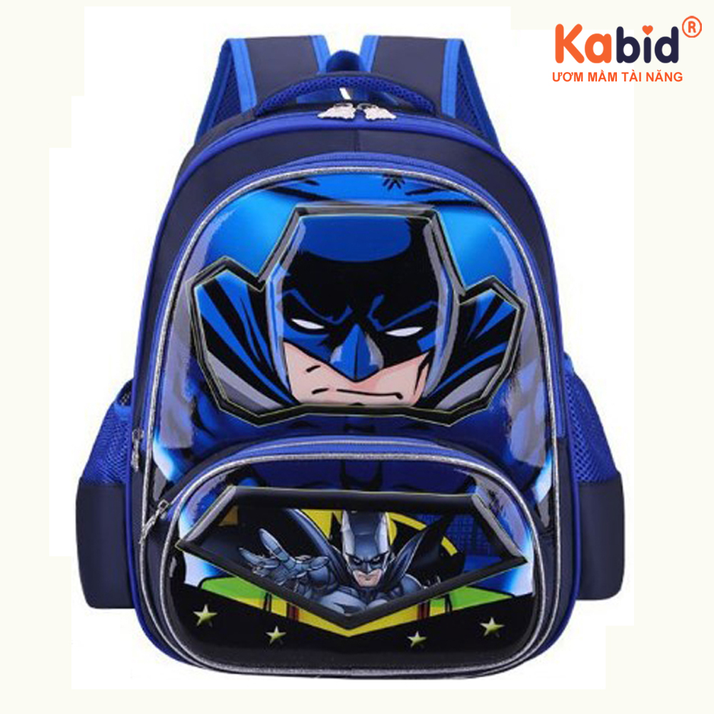 Balo học sinh tiểu học Kabid- KB03 Balo hình 3D - Balo thiết kế lắp được vào cần kéo - Dòng Siêu Nhẹ, chống thấm nước, in nổi 3D chống mỏi lưng + Tặng cá heo viết chữ đẹp