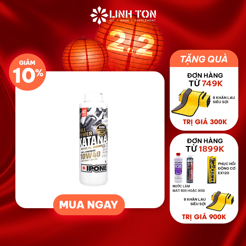 [HCM]Dầu nhớt nhập khẩu tổng hợp cao cấp từ Pháp IPONE FULL POWER KATANA 10W40 (SPEED & RACE) (1L) (Fully Synthetic)