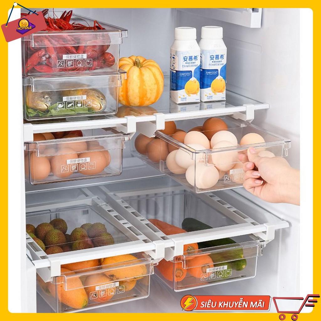 Khay tủ lạnh cao cấp, khay kéo ra kéo vào đựng thực phẩm thông minh