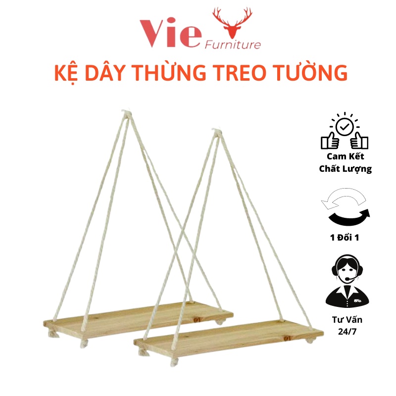 Kệ treo tường 💗vie decor💗 kệ gỗ dây thừng treo tường decor trang trí nhà cửa