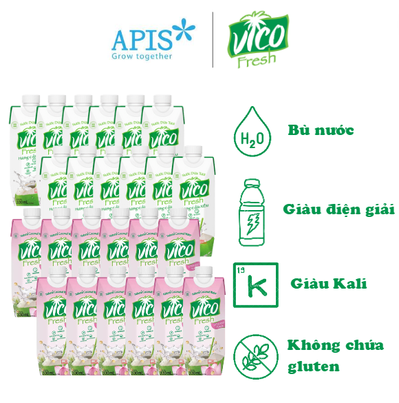 Thùng 24 hộp nước dừa vico fresh 330ml