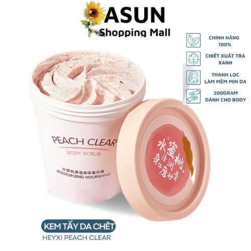 Tẩy Tế Bào Chết Body Trái Đào Heyxi Giúp Sáng Da, Thu Nhỏ Lỗ Chân Lông Peach Clear Body Scrub 200ml