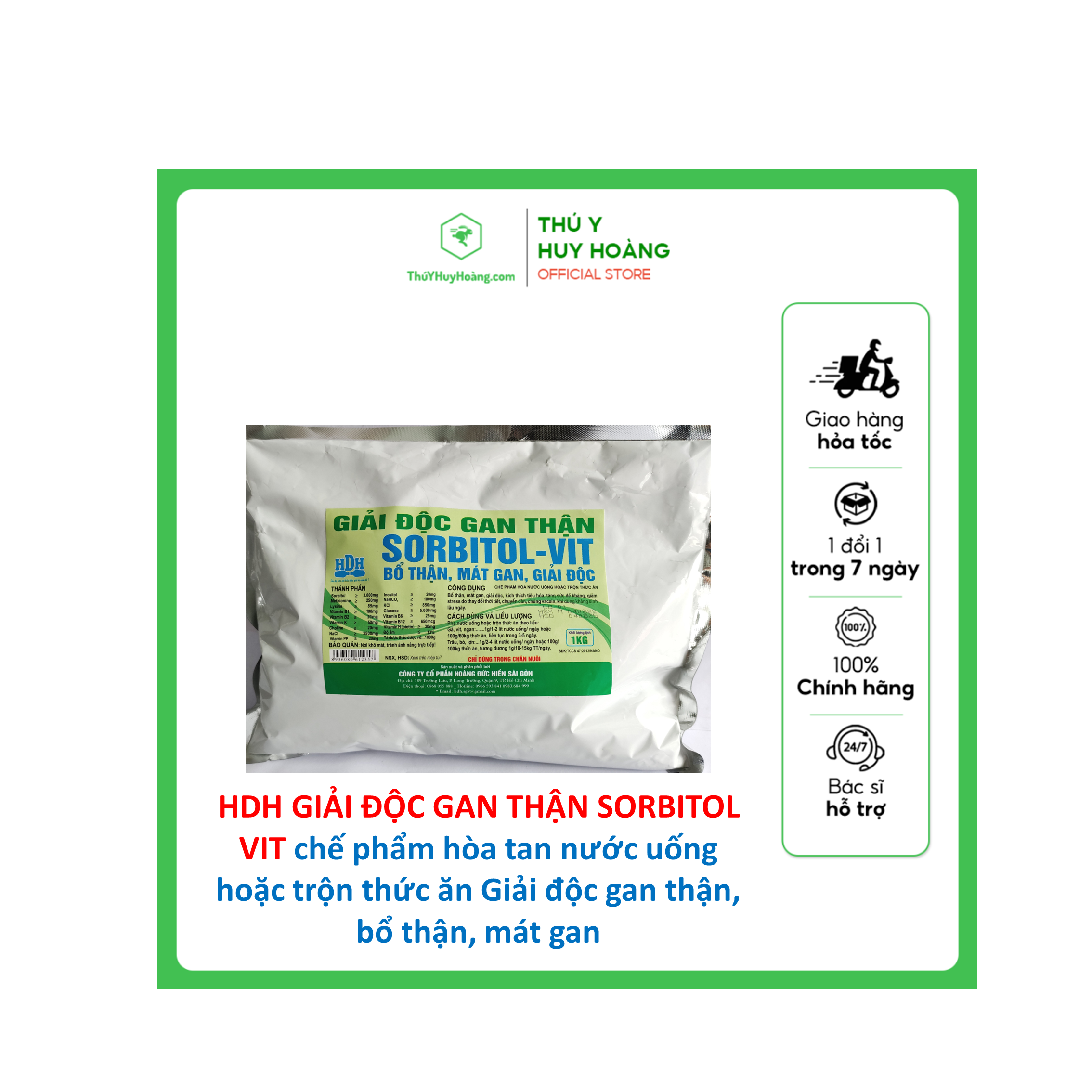 Giải độc gan thận sorbitol vit 1kg giải độc gan thận, bổ thận, mát gan dùng cho gia súc gia cầm