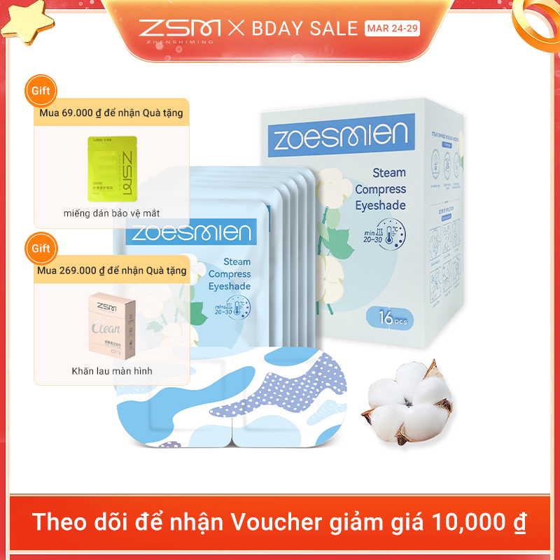 Mặt nạ mắt xông hơi zsm cho mắt khô 16 gói, tự làm nóng mặt nạ mắt căng thẳng Relief và mỏi mắt, mặt nạ che mắt ấm cho quầng thâm và bọng mắt, mặt nạ mắt dùng một lần, không mùi