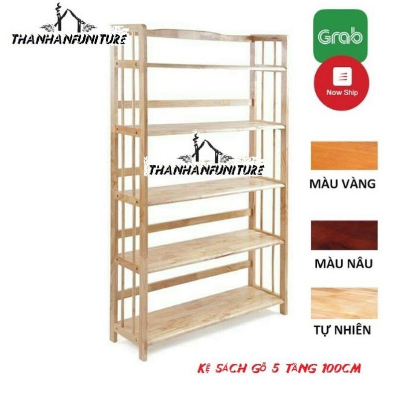 [HCM]Kệ sách gỗ 100cm - 5 tầng