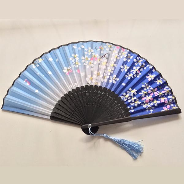 Quạt cổ trang xanh đậm nhạt song tính Quạt xếp cầm tay phong cách Trung Quốc