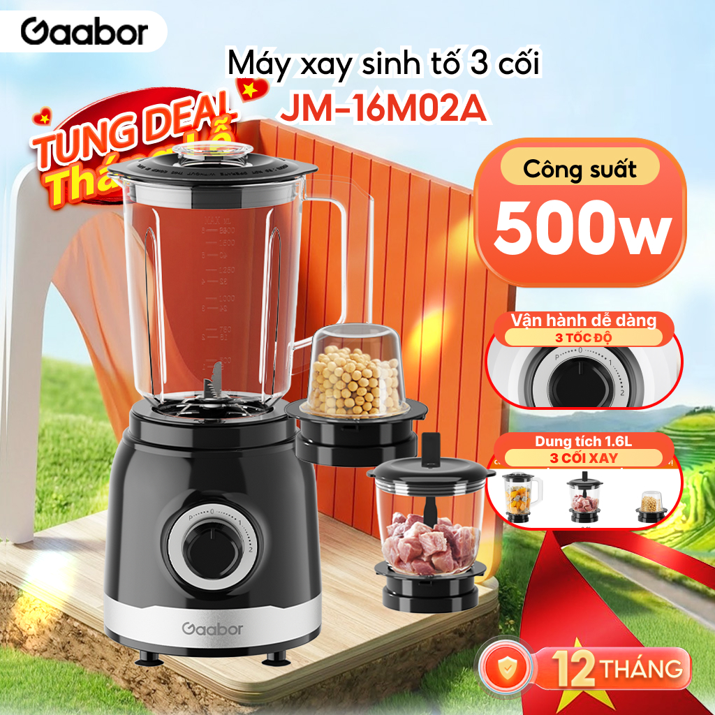 Máy xay sinh tố đa năng Gaabor JM-16M02A 3in1 xay thịt gia vị xay sinh tố - Bảo hành 12 tháng 1 đổi 1