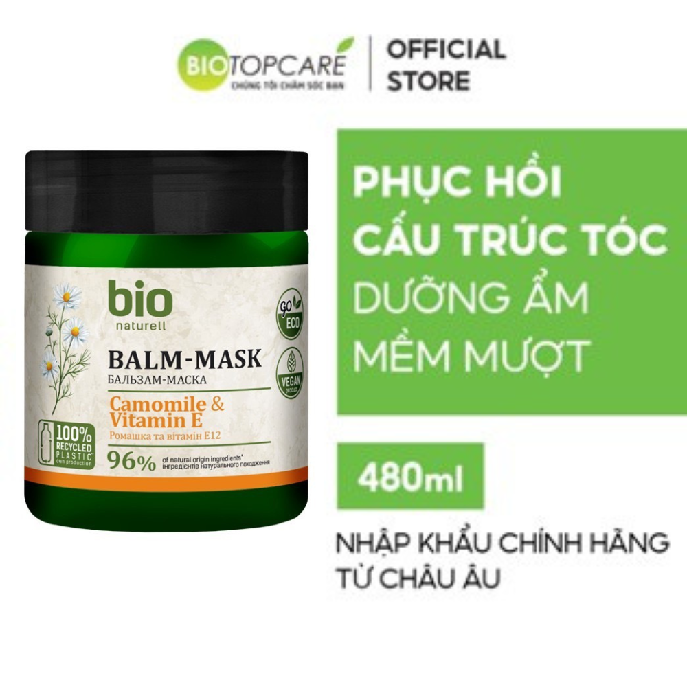 Kem ủ-xả Bio Naturell suôn mượt & chắc khỏe chiết xuất hoa cúc La Mã 480ml - BioTopcare Official