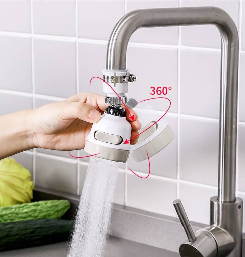 Đầu vòi tăng áp điều hướng xoay 360 độ với 3 chế độ nước (trắng)