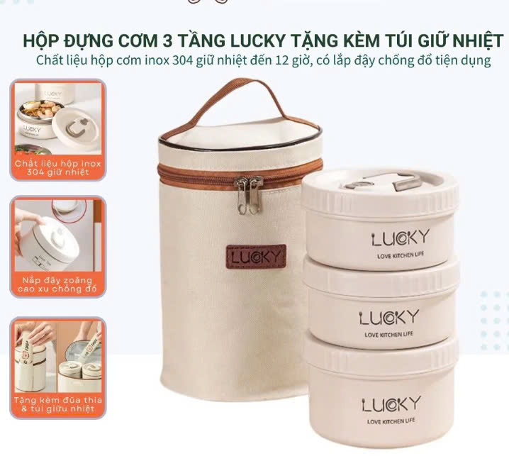 Hộp cơm giữ nhiệt Lunch Box 3 tầng inox - Hộp đựng cơm văn phòng Tặng Túi + muỗng + đũa, Cà mên inox giữ nhiệt dùng được trong lò vi sóng, hộp cơm, hộp đựng cơm, hộp cơm giữ nhiệt, hộp cơm 2 tầng
