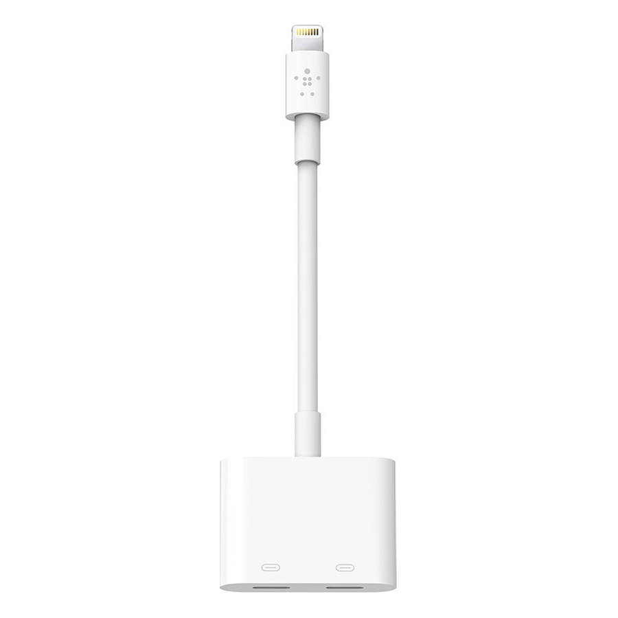 Dây cáp chuyển đổi cổng lightning sang cổng audio lightning và cổng sạc lightning belkin f8j198btwht - hàng chính hãng