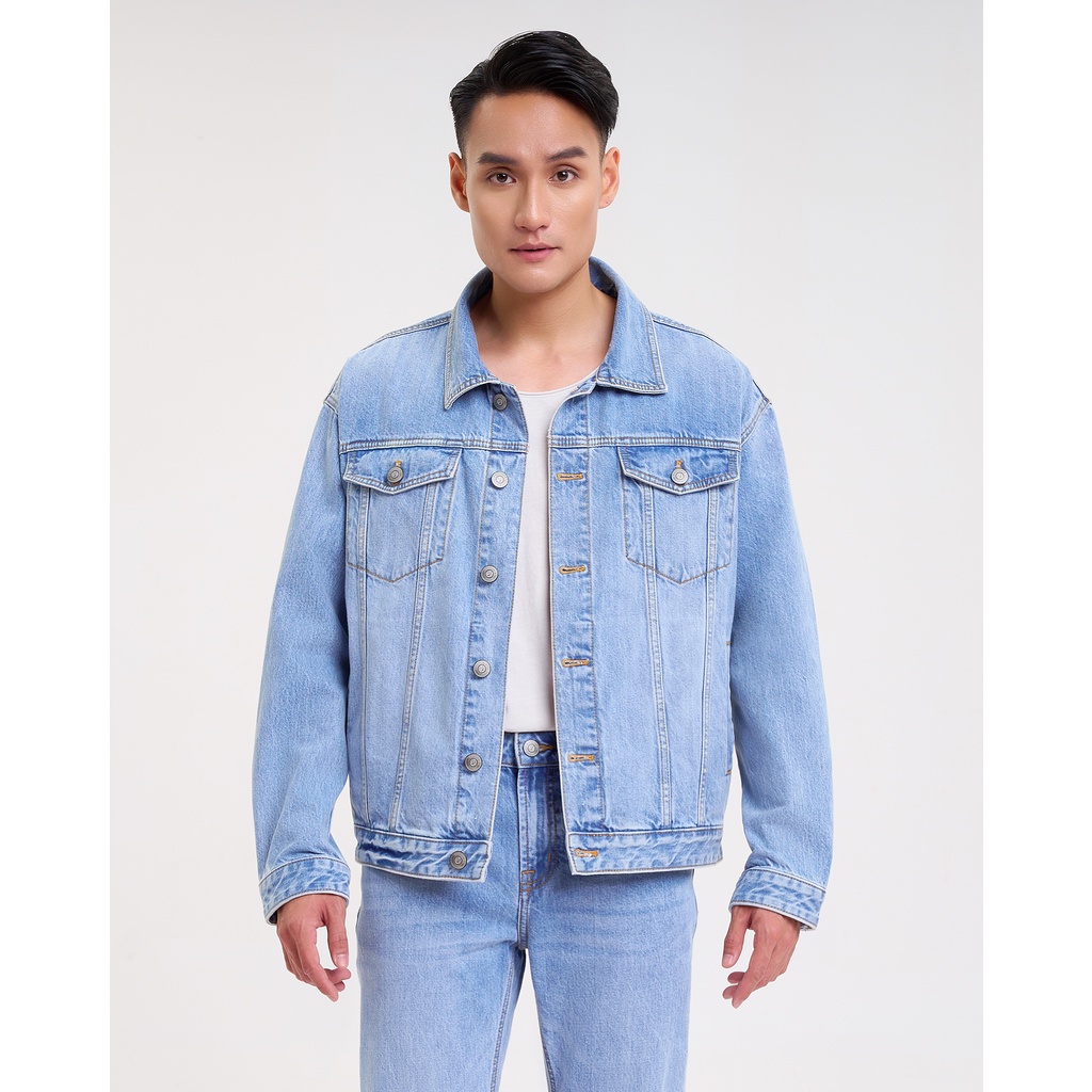 Áo khoác denim nam dáng rộng màu xanh sáng. sky blue oversized denim jacket - 122md4044b1930