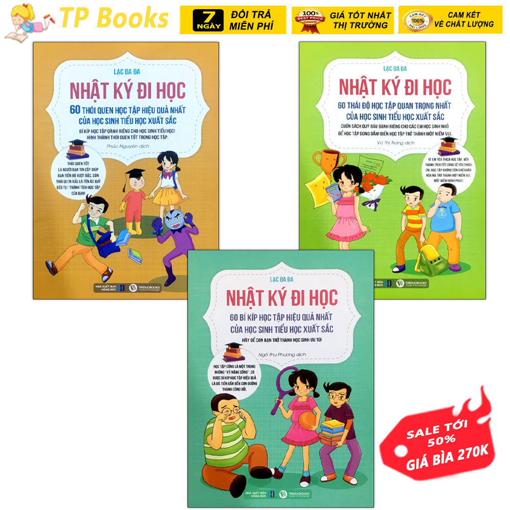 Combo 3 quyển nhật ký đi học - 60 bí kíp - 60 thái độ - 60 thói quen học tập hiệu quả nhất của học sinh tiểu học xuất sắc