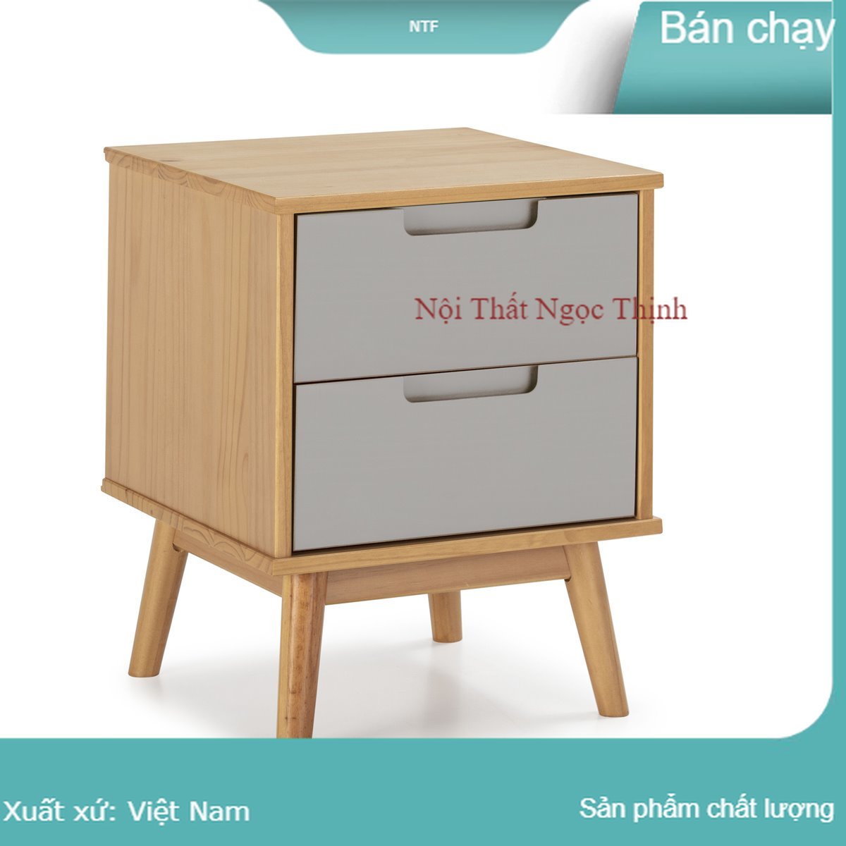 Tủ đầu giường 4 chân 2 ngăn kéo Bắc Âu- Kệ đầu giường- Tab đầu giường- Nội thất phòng ngủ