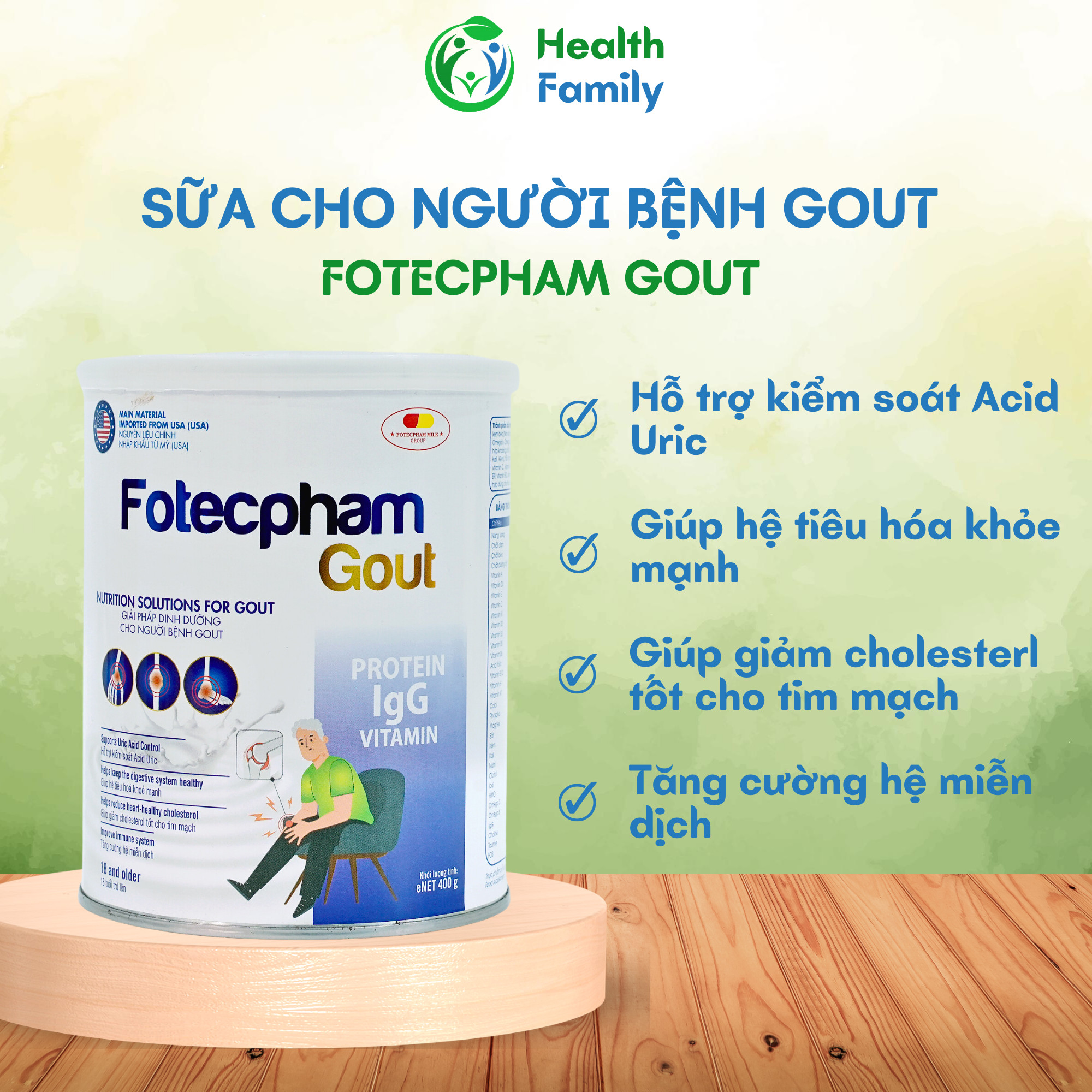 Sữa Bột Cho Người Lớn Sữa Cho Người Lớn Tuổi Giải Pháp Dinh Dưỡng Cho Người Bệnh Gout Fotecpham Gout Chính Hãng
