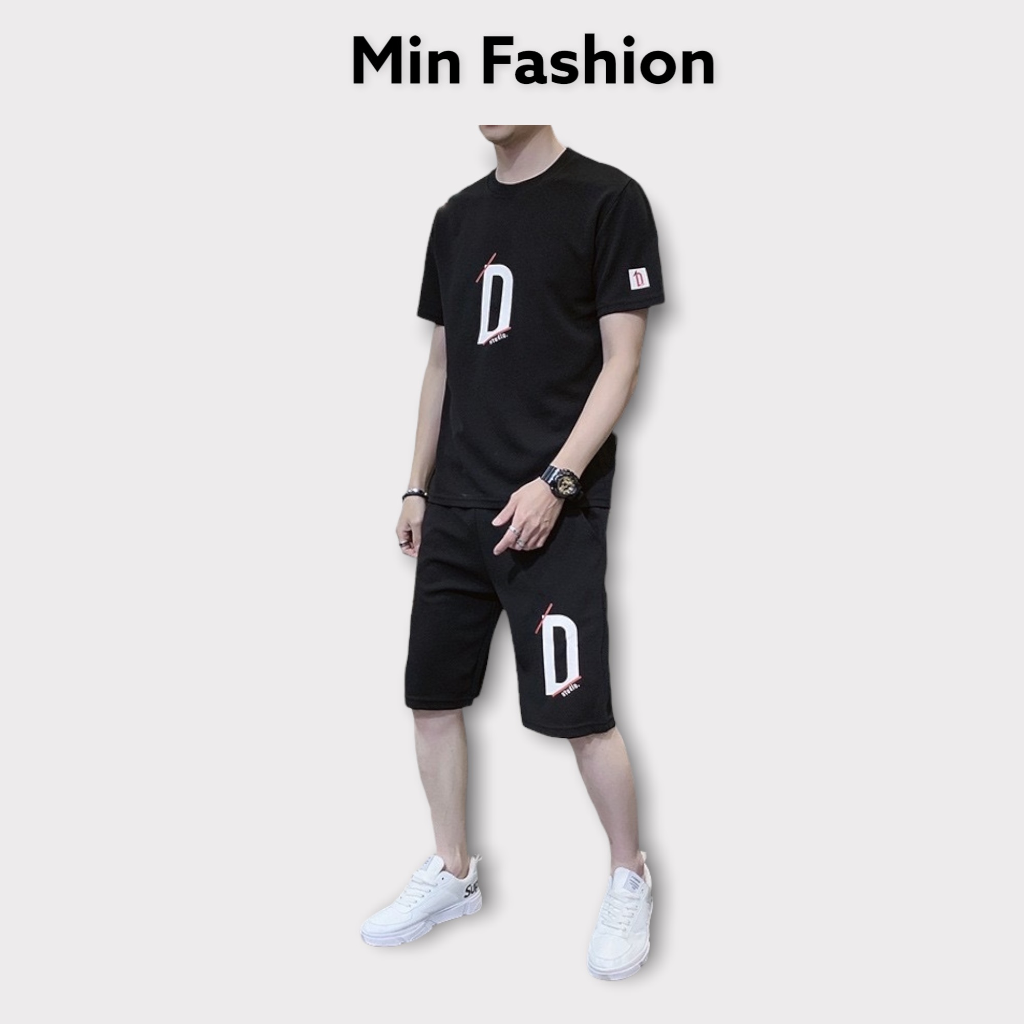 Đồ bộ nam Bộ quần áo thể thao nam in hình chữ " D " chất liệu thun lanh mềm mịn thoáng mát