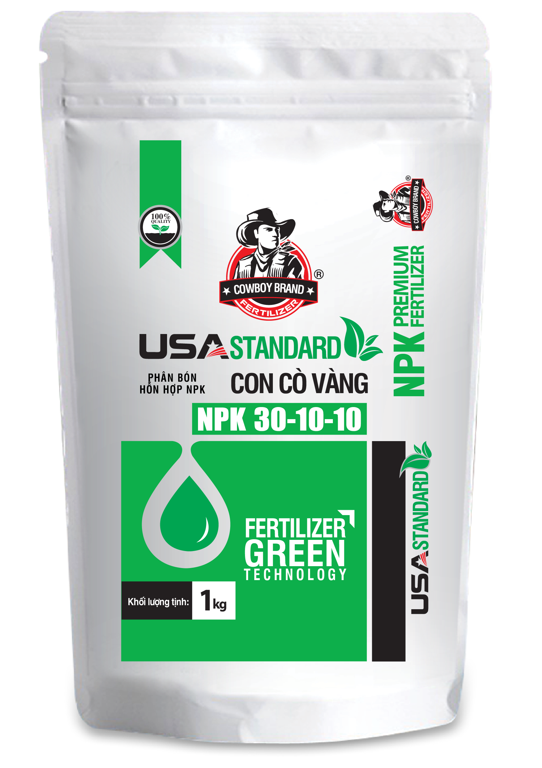 Phân Bón dùng cho cây có múi như cam, chanh, quýt - Sử dụng cho giai đoạn đầu và phục hồi - NPK Cowboy 30-10-10 CCV