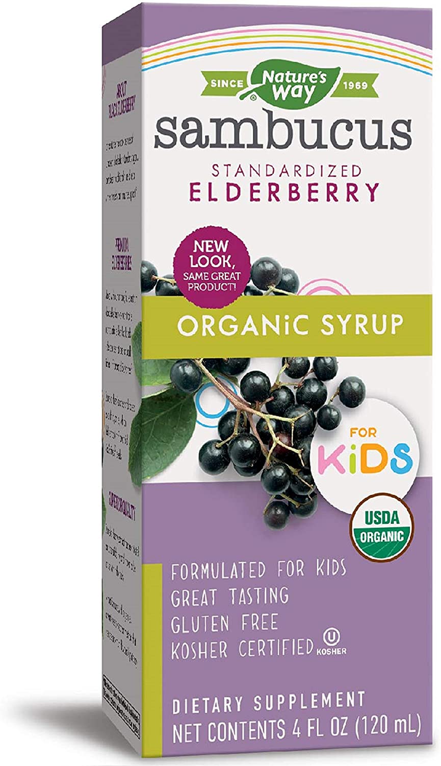Natures Way Organic Sambucus Kid Syrup Elderberry siro tăng đề kháng hữu cơ sambucus 120 ml.