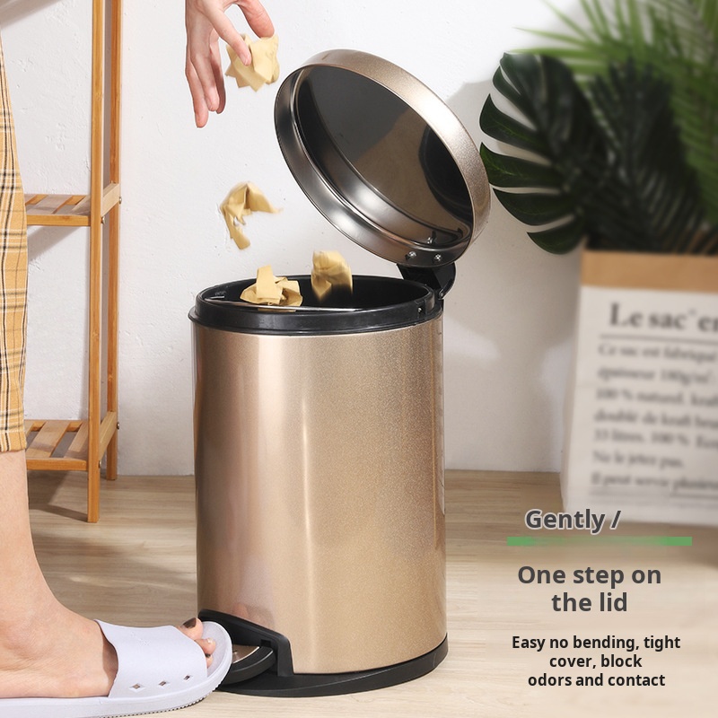 Stainless Steel Peel Trash Can Flip Cover