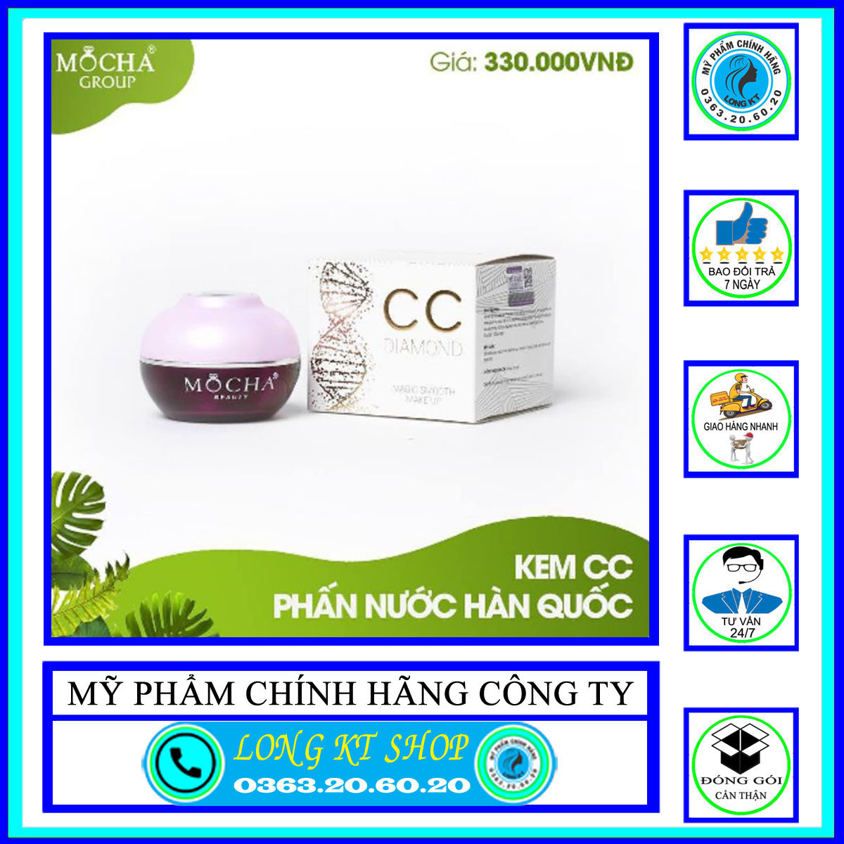 Kem phấn cc nước che khuyết điểm mocha - kem cc phấn nước hàn quốc mocha