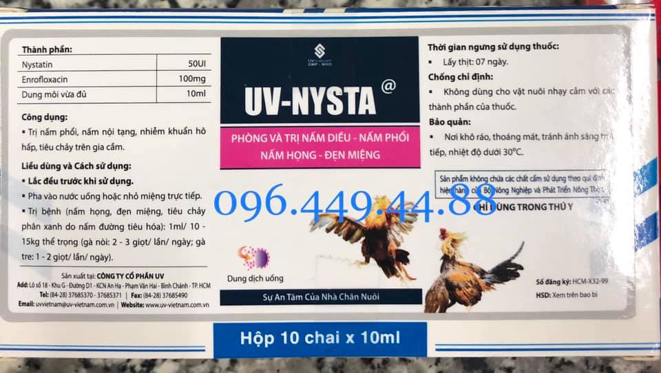 Gà đá - uv nista - nấm phổi nấm diều nấm họng đẹn miệng - 1 hộp 10 chai 10 ml