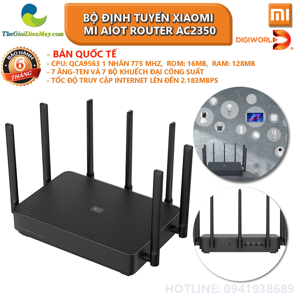 [Bản quốc tế] Bộ định tuyến Xiaomi Mi AIoT Router AC2350 - Bảo Hành 6 Tháng - Shop Thế Giới Điện Máy