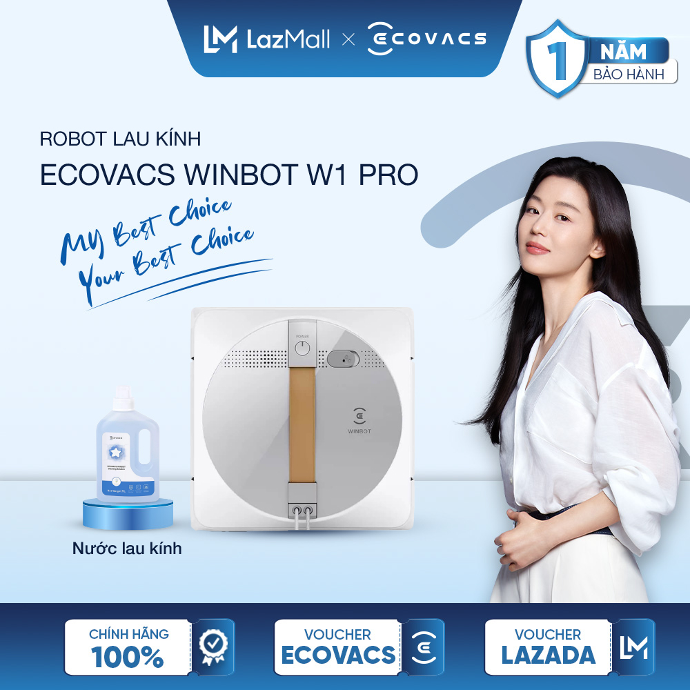 Robot lau kính ecovacs winbot w1 pro - lực hút 2800pa - có pin dự phòng - bh 12 tháng