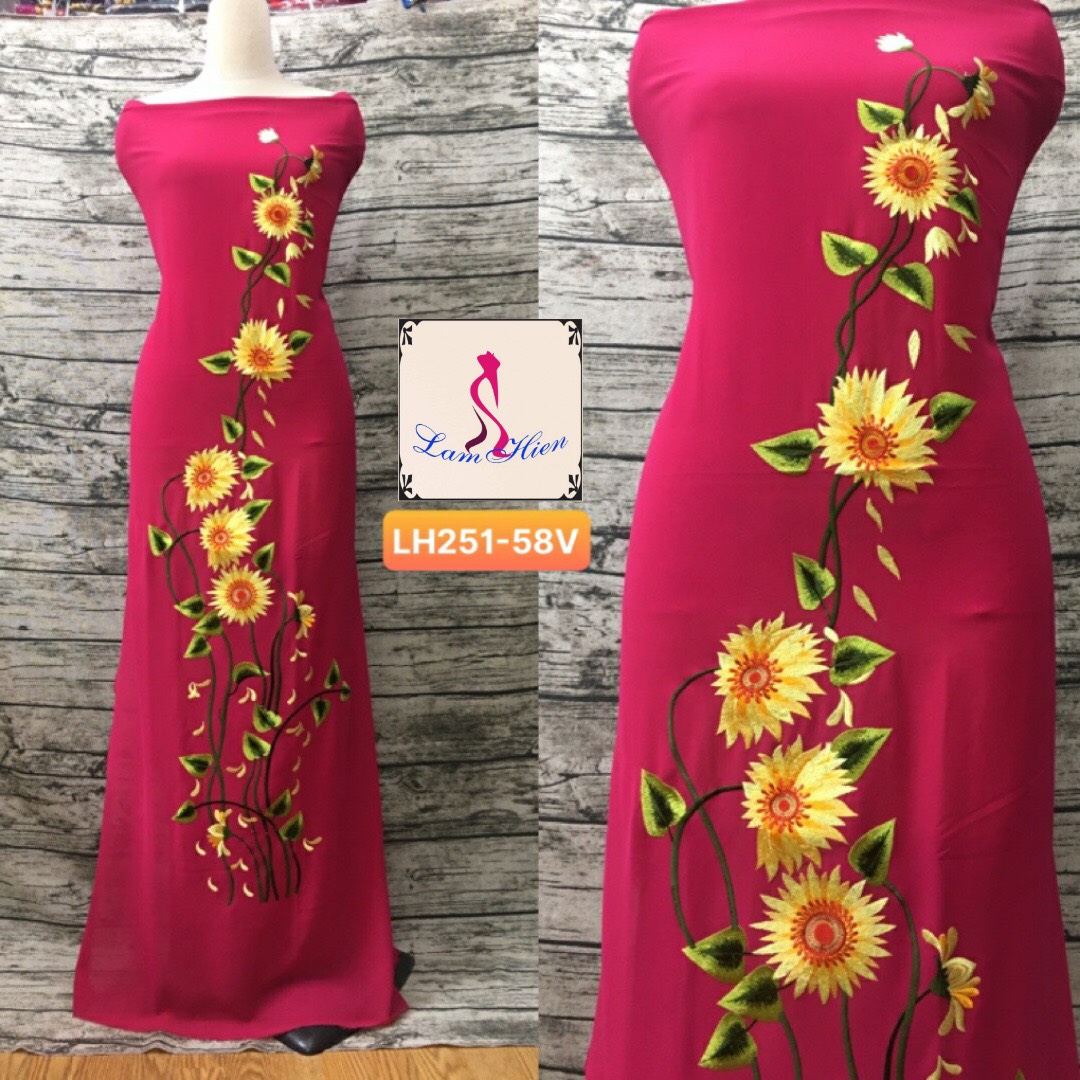 Vải may áo dài bông thêu LH251
