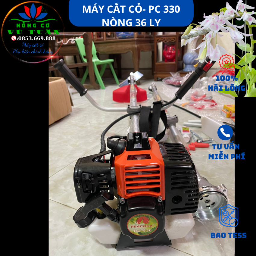 Đầu động cơ, động cơ máy cắt cỏ 2 thì, pc-330, nòng 36mm