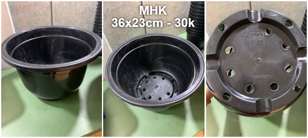 Chậu nhựa cứng 36x23 trồng cây tk màu đen