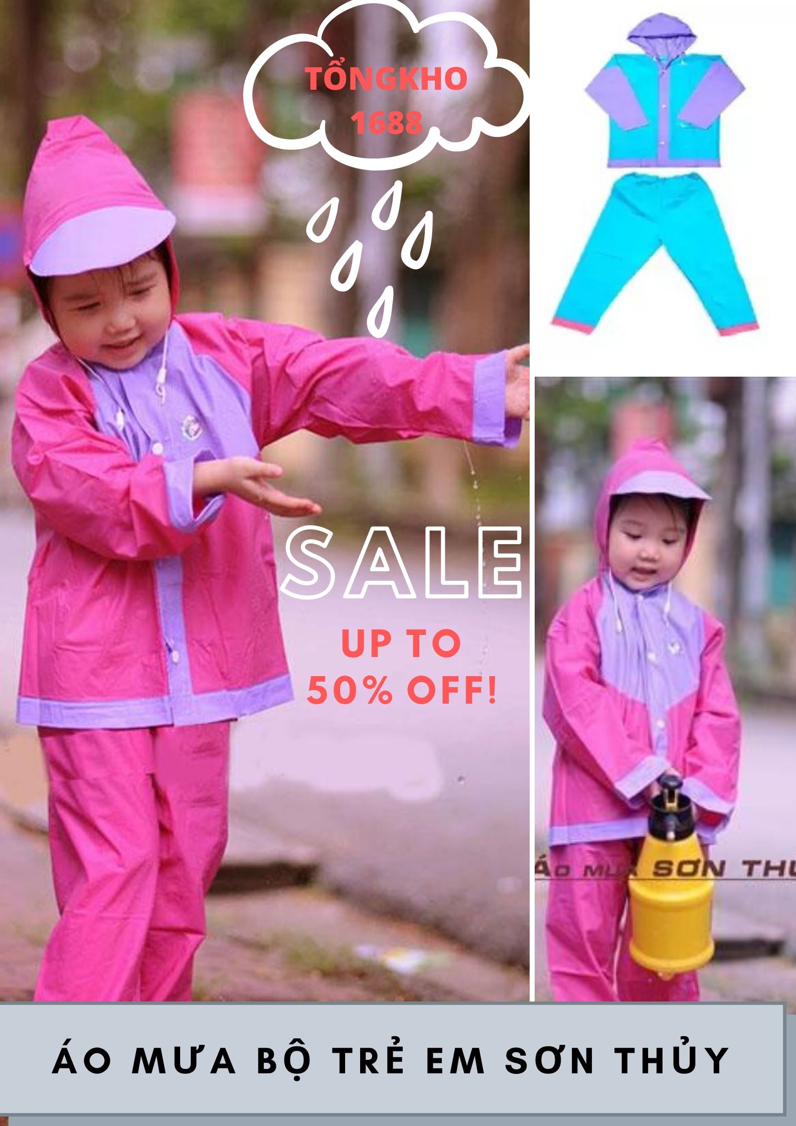Áo mưa trẻ em, áo mưa bộ trẻ em SƠN THỦY, Tìm mua áo mưa, áo mưa bộ an toàn, bền đẹp cho bé trai và bé gái (4-10 tuổi) làm từ chất liệu nhựa PVC cao cấp