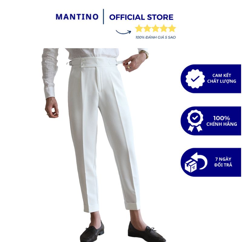 Quần tây nam cạp cao SIDETAB phong cách Ý cao cấp Mantino