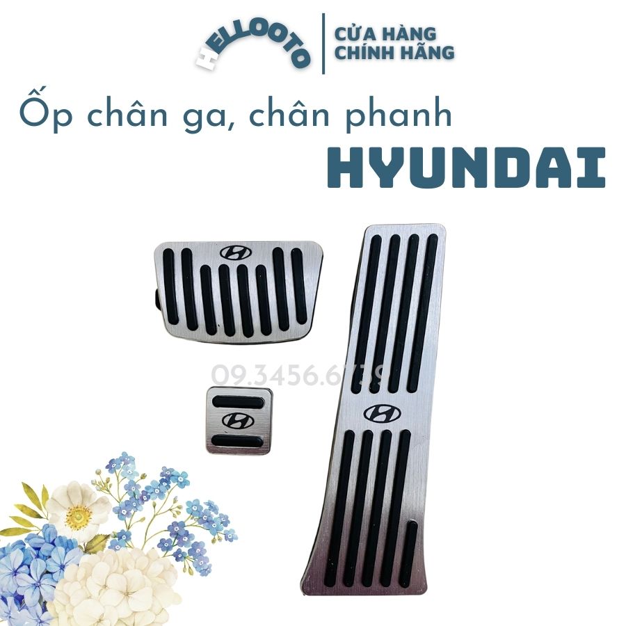 Ốp Chân Ga Chân Phanh Xe Hyundai Tucson, SantaFe - Bộ 3 chi tiết chất liệu nhôm bọc cao su bền đẹp chắc chắn và chống trơn trượt khi bạn đạp chân ga chân phanh