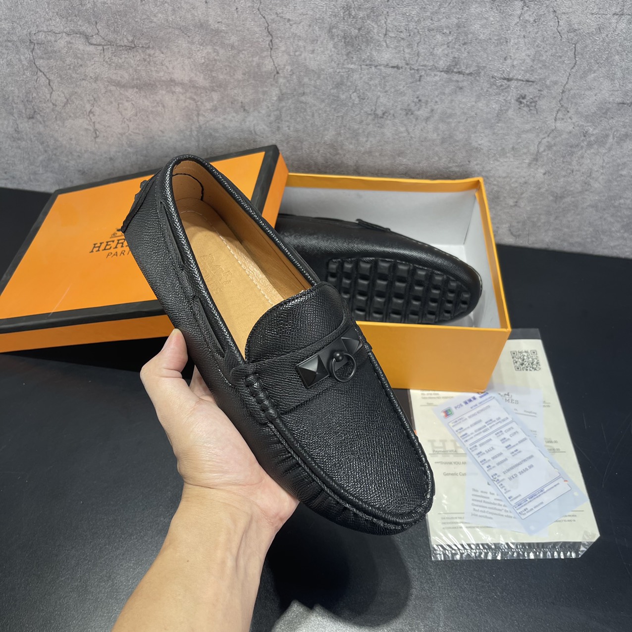 Giày nam công sở hm đế khâu chắc chắn, giày lười da pu siêu mềm, giày tây đế bằng - nazio store