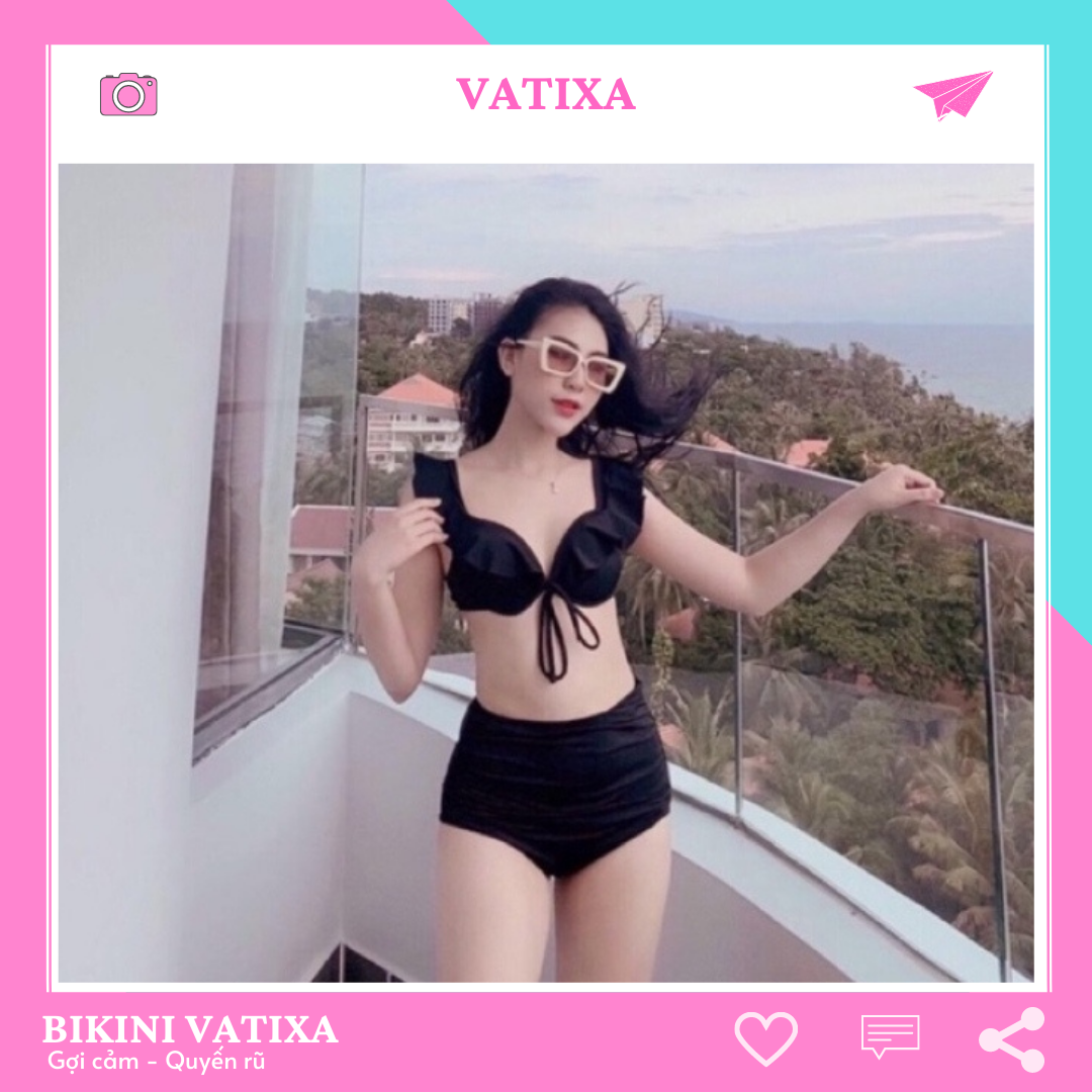 Đồ bơi bikini áo mút dày nâng ngực cánh tiên quần cạp cao vatixa bkn19