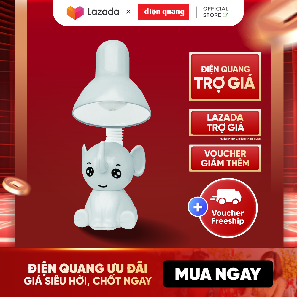 Đèn bàn bảo vệ thị lực Điện Quang ĐQ DKL18 BW (Kiểu con voi, bóng led warmwhite)