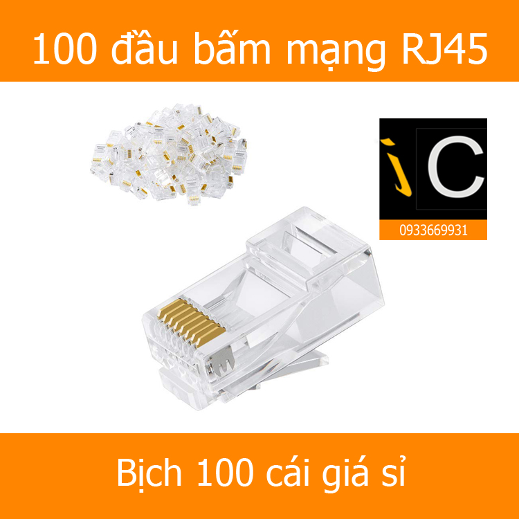 Đầu bấm mạng rj45, hạt bấm mạng rj45 - 100 cái