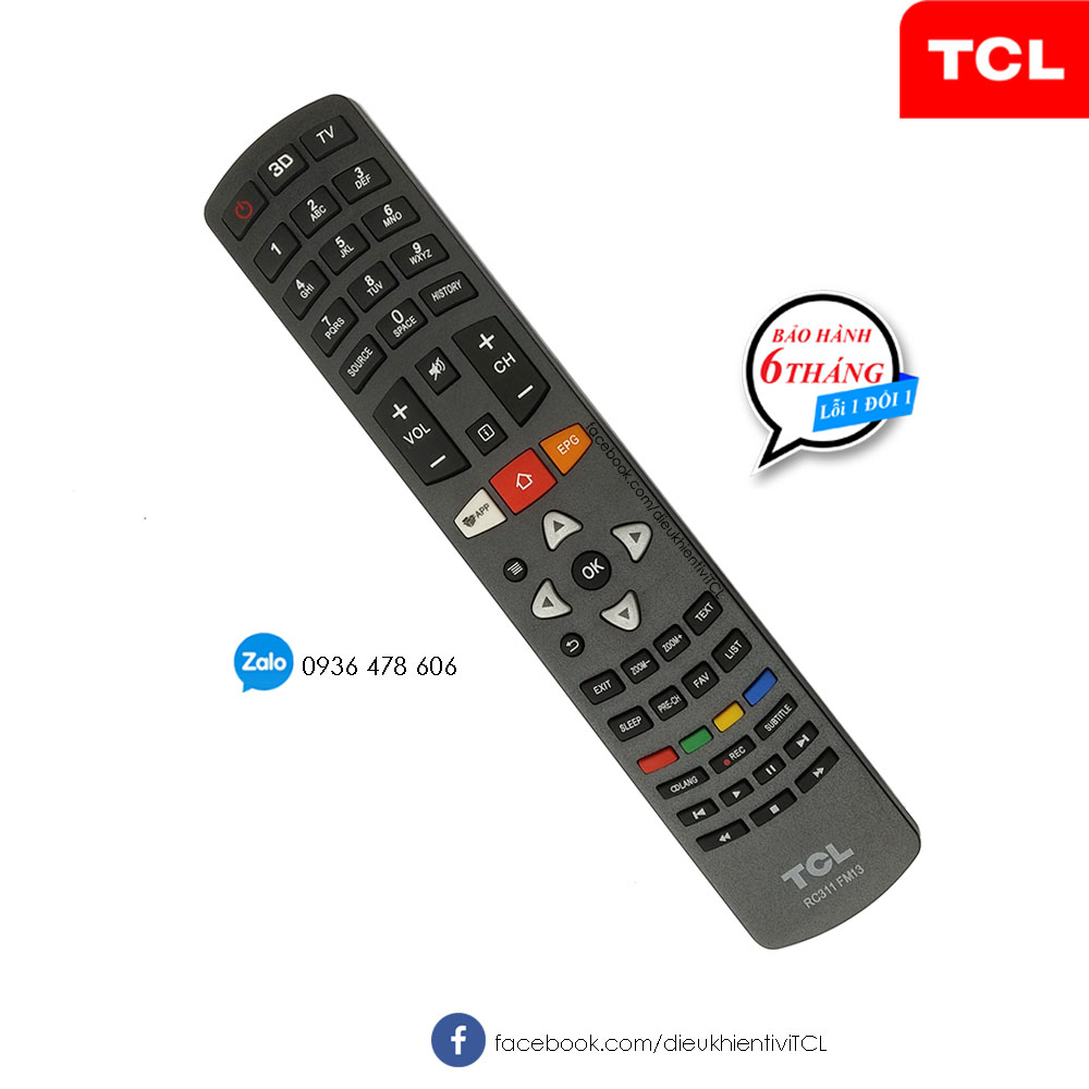 Điều khiển tivi tcl smart led lcd hd rc311fmi3