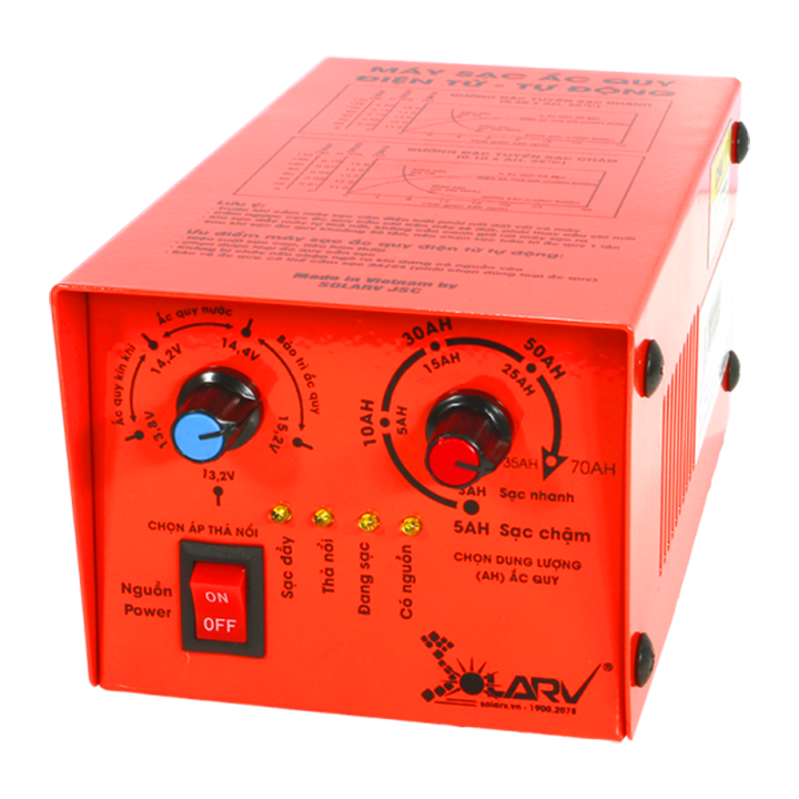 Bộ sạc ắc quy điện tử cao cấp 3 chế độ sạc solarv 3ah-70ah - điện dân dụng.