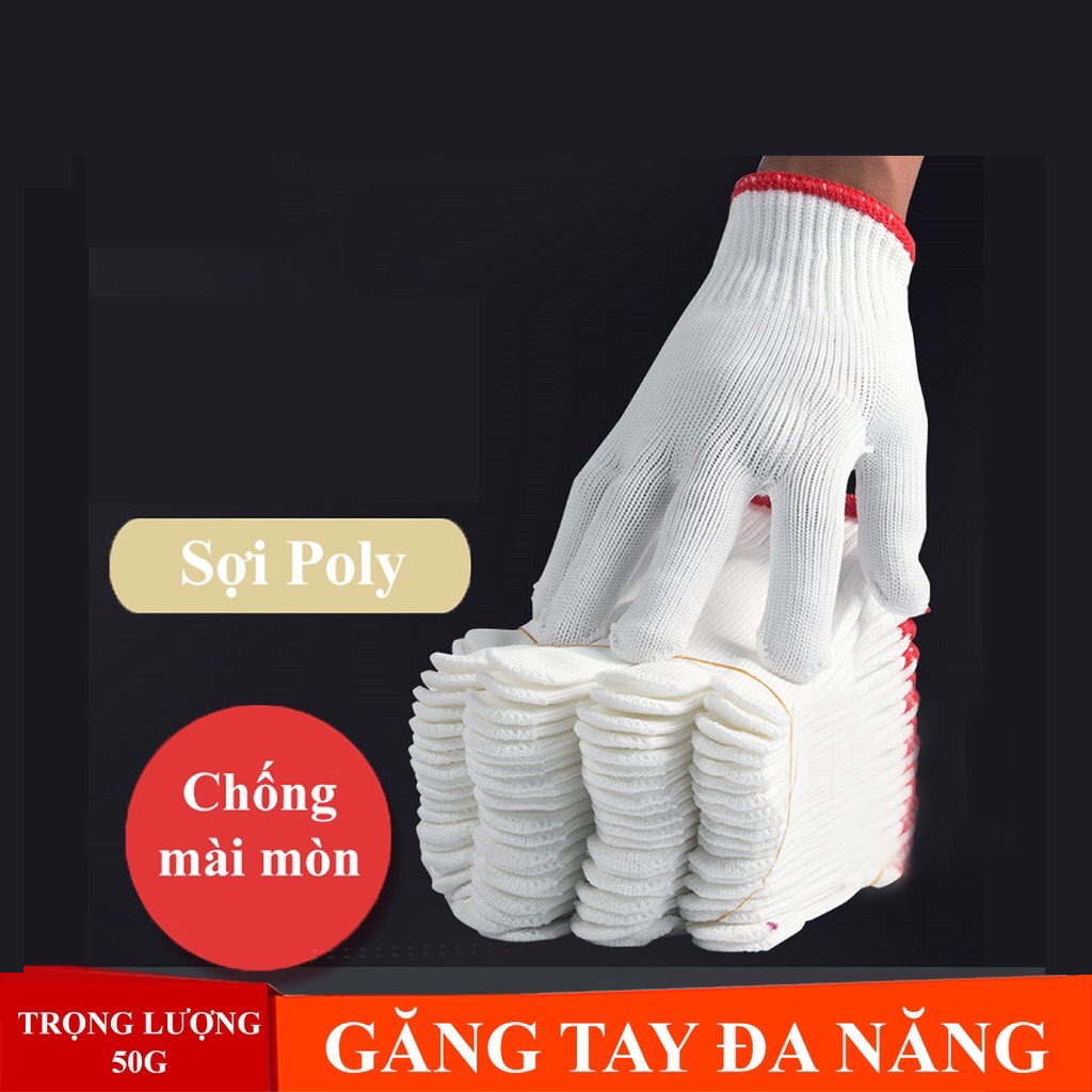 Đôi găng tay len bảo hộ lao động, găng tay chống nắng, chống trượt, chống giãn màu trắng