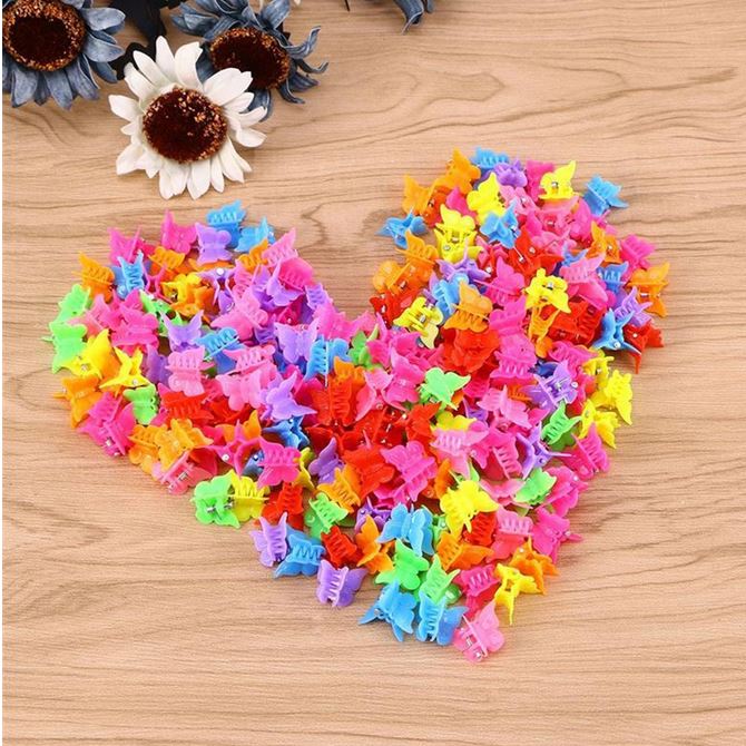 Bộ 20 kẹp tóc mini hình bướm kẹp bướm kẹp càng cua nhiều màu dễ thương
