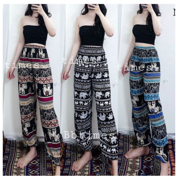 Quần lanh thổ cẩm 🌈 may tại xưởng 🌈 Quần alibaba lanh thái nam nữ hoạt tiết thổ cẩm 5.0