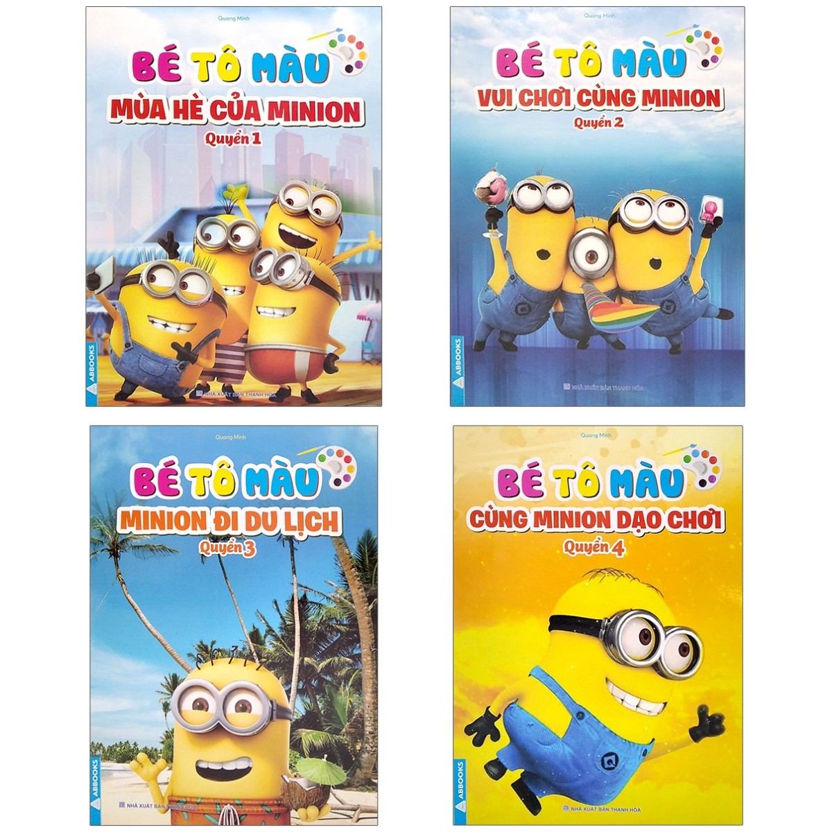 Sách - bé tô màu - chủ đề minion - bộ 4 cuốn