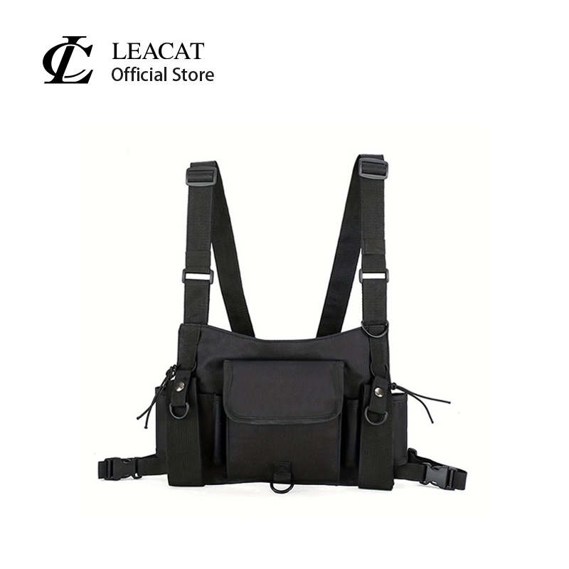 Leacat Áo Ba Lỗ Nylon Điều Chỉnh Được Đeo Hông, Đai Chiến Thuật Chức Năng Dạo Phố Hip Hop Ngực Rig Túi Đeo Ngực Tây Kanye