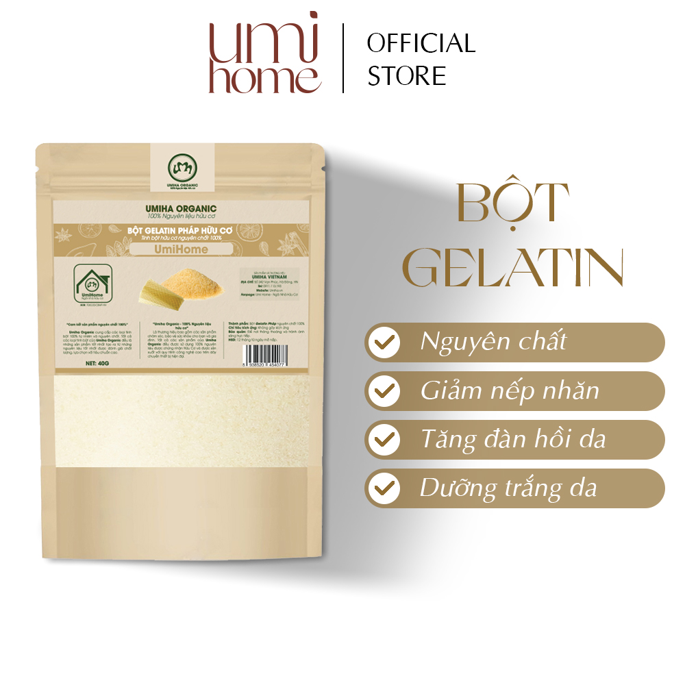 Bột Gelatin đắp mặt nạ hữu cơ UMIHOME nguyên chất 40g