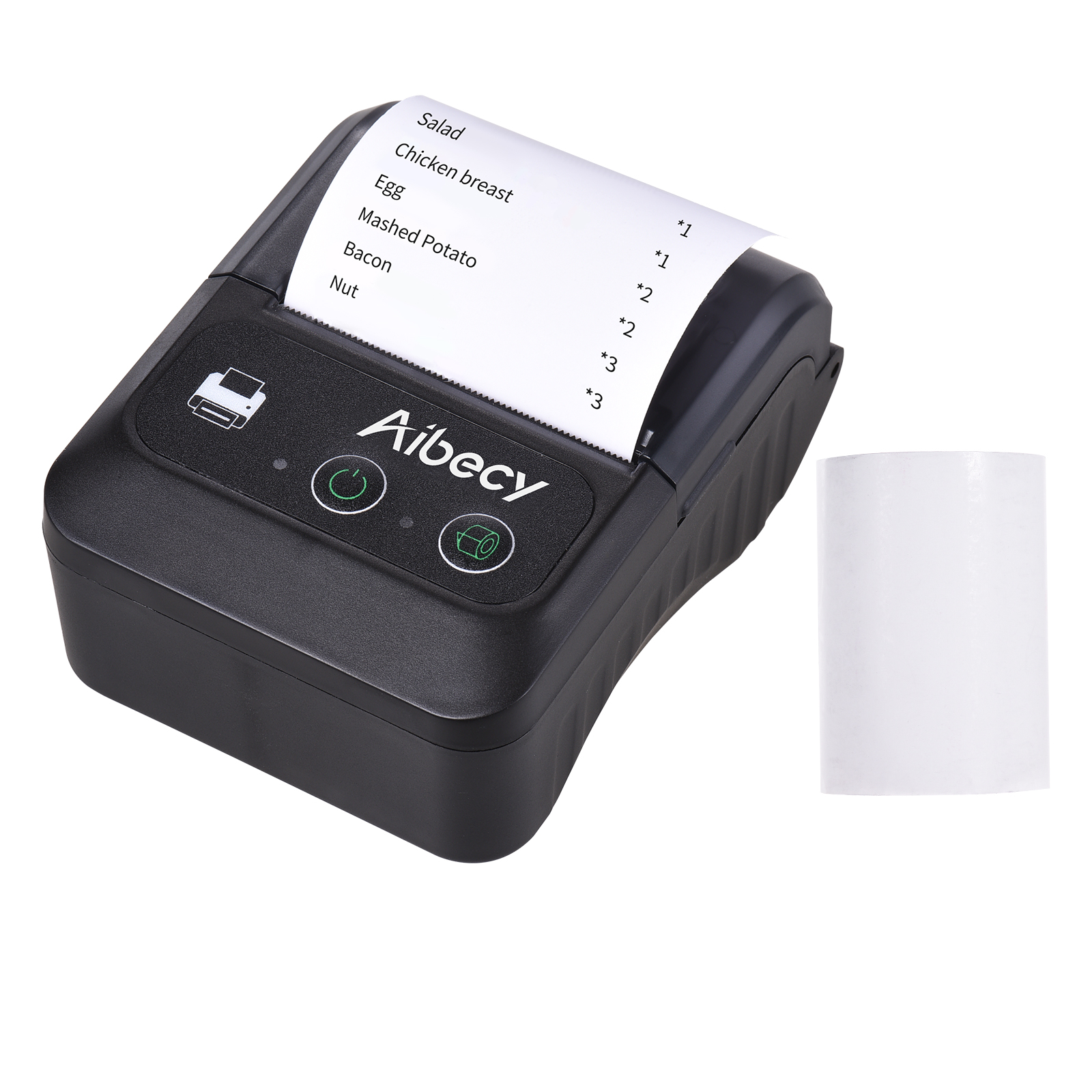 【Buy 1 Take 1】Aibecy Portable Wireless BT 58mm 2 Inch Thermal Receipt Printer Mini USB Bill POS Mobile Printer Support ESC/POS Print Command Compatible with Android/iOS/Windows for Small Business Restaurant Retail Store Fannlady