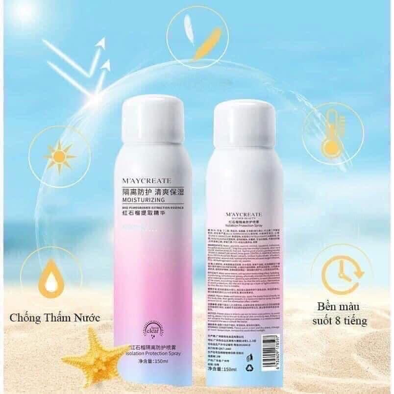 Xịt Chống Nắng Trắng Da Maycreate 150ml chính hãng Nội Địa Trung