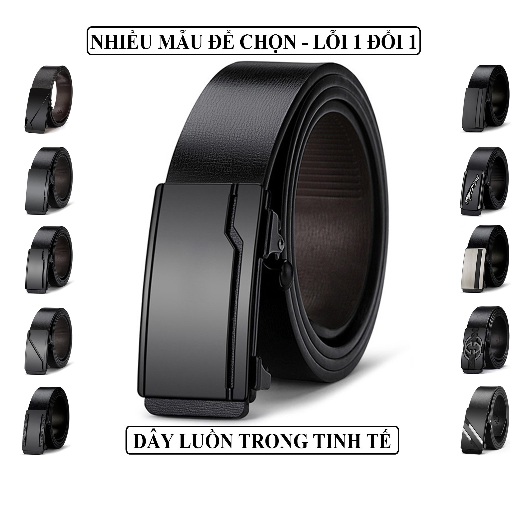 Thắt Lưng da Nam cao cấp Vicenzo , Dây thắt Lưng Nam thời trang khóa lăn tự động