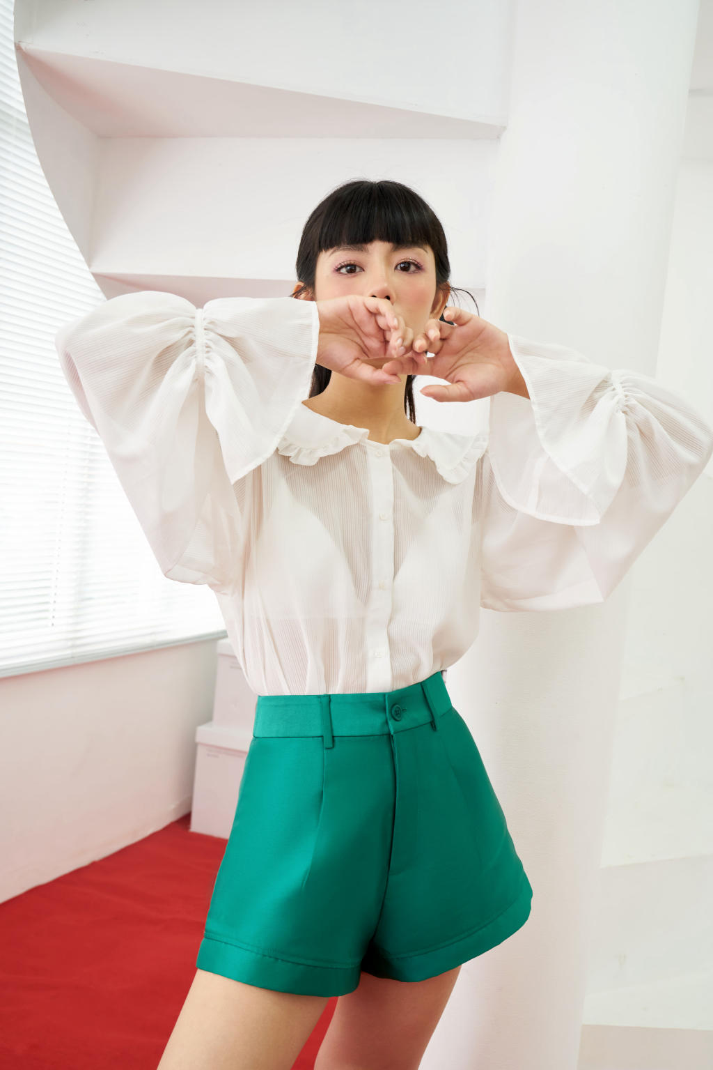 Dottie - quần short vải taffta nữ dottie xanh lá - q0238